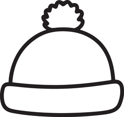 Simple line drawing of a winter beanie hat with pom pom