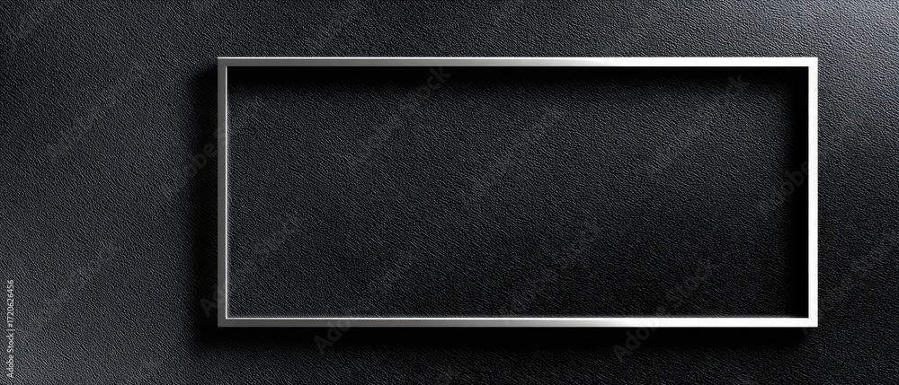 Poster a sleek, minimalistic rectangular frame on a textured black background, emphasizing simplicity and e