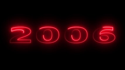 New year 2006 text icon animation glowing neon red and blue color number anniversary template banner sign signboard holiday code digit rectangle box font - Powered by Adobe