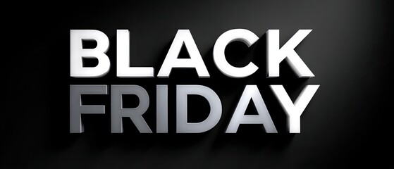 Bold text displaying "BLACK FRIDAY" on a dark background, representing a major shopping event known for discounts and sales.