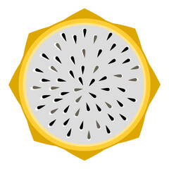 Yellow Pitaya dragonfruit slice vector illustration 