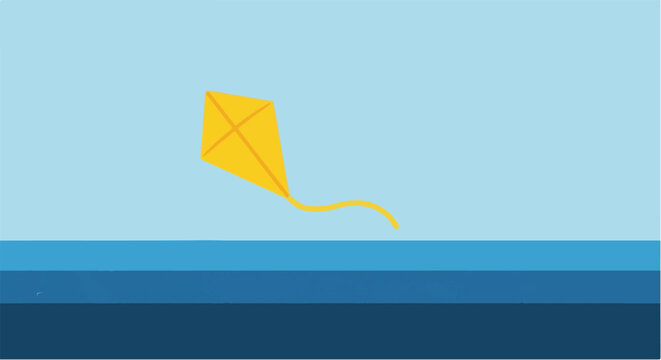 Yellow Kite Flying Over Ocean