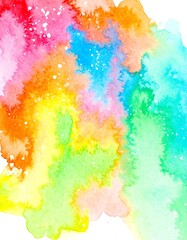 Obraz premium Abstract watercolor wash of vibrant colors, with scattered white speckles