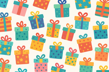 Colorful Gift Boxes Pattern Bright Holiday Celebration Festive Decor