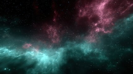 Naklejka premium Dark Nebulae With Teal And Maroon Hues