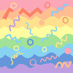 Colorful playful abstract background with geometric shapes creating a fun and vibrant design