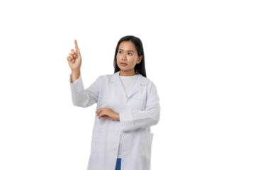 Doctor in white coat having a lively discussion, isolated, PNG