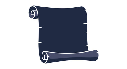 Isolated vector illustration of a dark blue scroll parchment on a white background ideal for