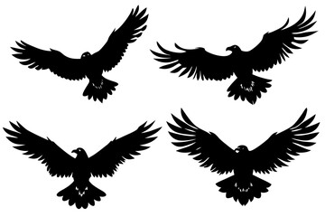 set of Eagle landing silhouette illustration isolated on white background