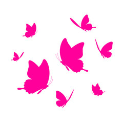 Vivid Pink Butterfly Silhouette Swarm in Flight