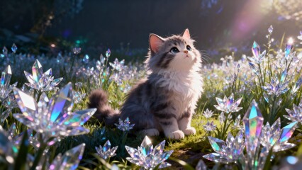 Soft Whiskers Amid a Dreamlike Garden of Light