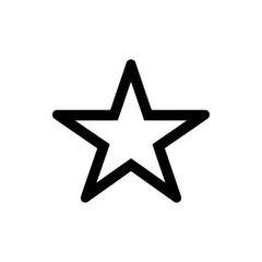 Obraz premium Black outline star icon on white background, simple, minimalist design element