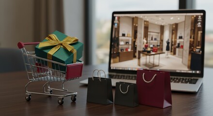 Online shopping experience with digital interior design visualization and purchasing accessories