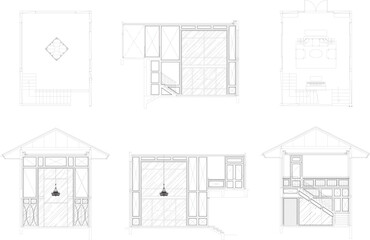 “Digital Drawing of a 2-Storey Residential Hall with Floor Plan and Elevation Interior Design”