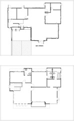 “Digital Drawing of 2-Storey Residential Building Floor Plan and Structural Layout”