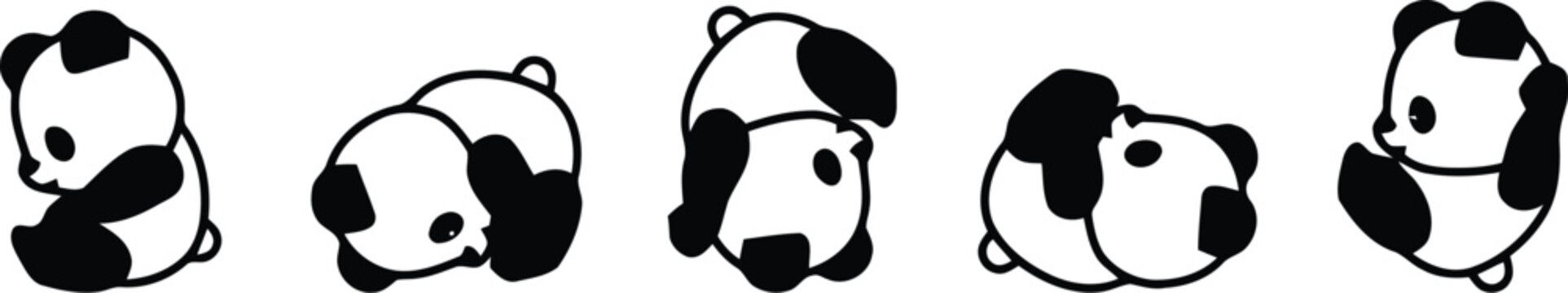 panda portraits, panda faces, panda silhouettes, black and white panda illustrations, minimalist panda graphics, abstract panda patterns, stylized panda designs, simple panda icons, monochrome panda a