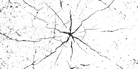 Black and White Radial Cracks Grunge Texture Overlay Background