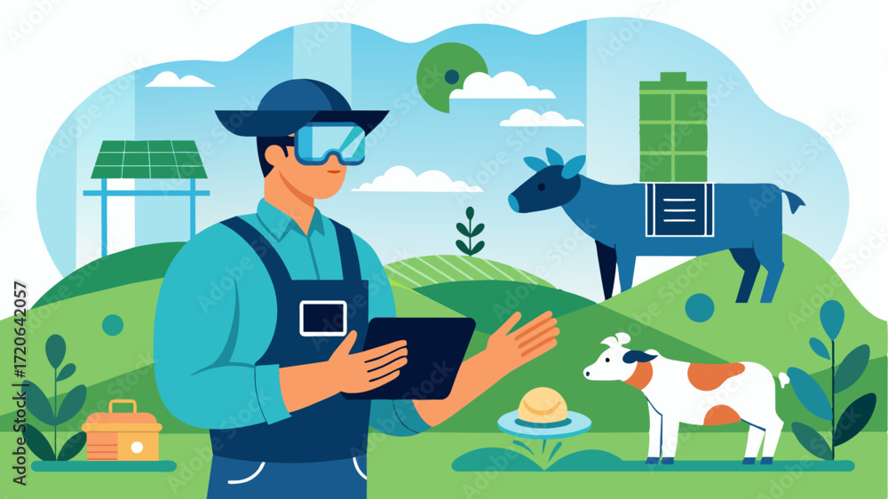 Poster a virtual reality training program for farmers to learn how to use ai and advanced technology for li