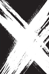 Abstract Black and White Grunge X Mark Brush Stroke Vector