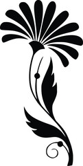 Fototapeta premium Abstract Floral Elegance: A delicate and stylized depiction of a flower, rendered in elegant black, exuding grace and sophistication. 