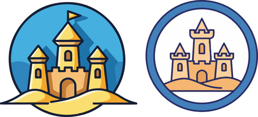 Naklejka premium Sandcastles Illustration in Circular Designs