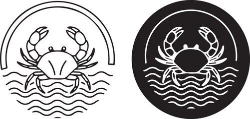 Obraz premium Crab Icon Vector Illustration in Black and White
