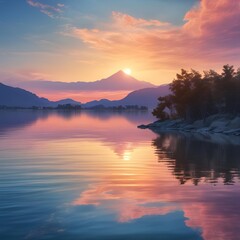 sunset, lake, water, sky, landscape, nature, sun, sunrise, reflection, clouds, beautiful, evening, summer