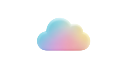 Colorful Cloud Icon with Soft Gradient on Transparent Background for Cloud Computing and Technology Concepts