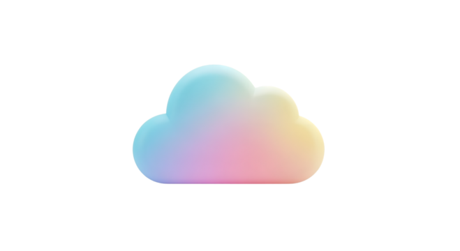 Colorful Cloud Icon with Soft Gradient on Transparent Background for Cloud Computing and Technology Concepts