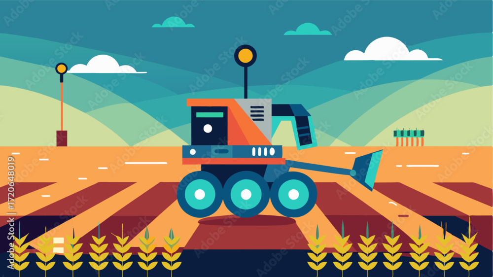 Poster a selfdriving robotic harvester with a sophisticated navigation system that can create efficient har