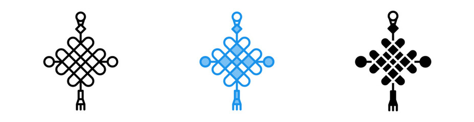 Chinese Knot icon set multiple style collection