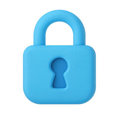 3D icon Blue Padlock Security Concept