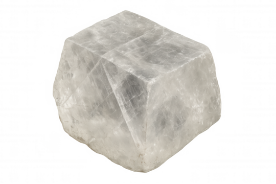 Calcite mineral crystal showing geological formation and natural crystalline structure on transparent background