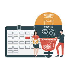 BPI - business process improvement acronym. business concept background. vector illustration concept with keywords and icons. lettering illustration with icons for web banner, flyer, landing pag
