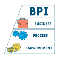BPI - business process improvement acronym. business concept background. vector illustration concept with keywords and icons. lettering illustration with icons for web banner, flyer, landing pag