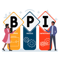 BPI - business process improvement acronym. business concept background. vector illustration concept with keywords and icons. lettering illustration with icons for web banner, flyer, landing pag