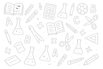 Chalkboard Science and Education Illustration with Laboratory Equipment and Books