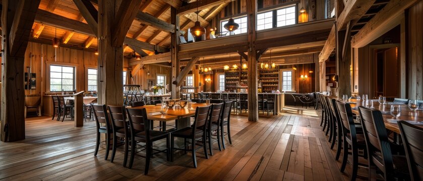 Rustic barn restaurant interior