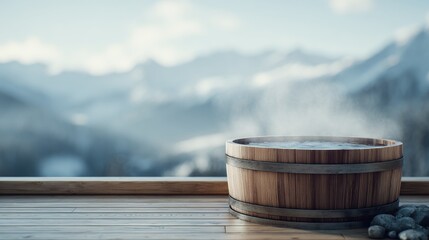 Relaxing hot tub experience in serene mountain retreat nature scene peaceful environment