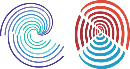 Abstract Concentric Shapes Design in Blue, Teal, and Red