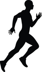 Silhouette of running man, athletic male figure, sprinting person, fitness exercise, jogging illustration, sports activity design, marathon, workout, runner vector