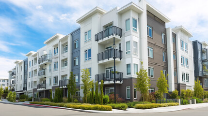 Modern residential apartment buildings in new housing complex