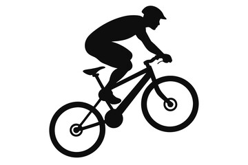 Cyclist doing stunt silhouette vector 
