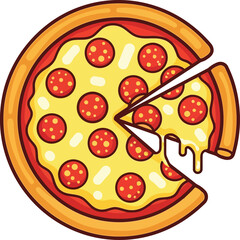 Delicious pepperoni pizza slice melting cheese flavorful italian food appetizing meal vector