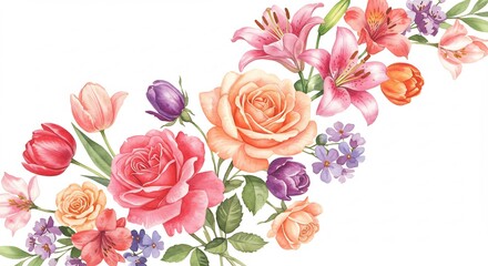 Fototapeta premium Fiori delicati acquarello stile romantico sfumature pastello. AI Generated