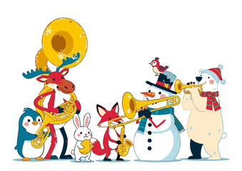 Festive Animal Orchestra A Whimsical Holiday Concert with Winter Wildlife