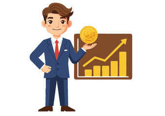 Successful Businessman Achieving Financial Growth and Investment Success A Visual Representation of Profitability and Wealth