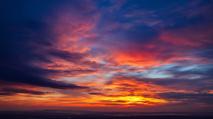 Obraz premium Colorful sunset sky with vibrant clouds over horizon
