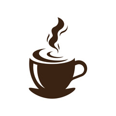 logo design of hot coffee in a glass with smoke