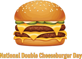 Juicy double cheeseburger icon delicious fast food meal appetizing american cuisine treat vector